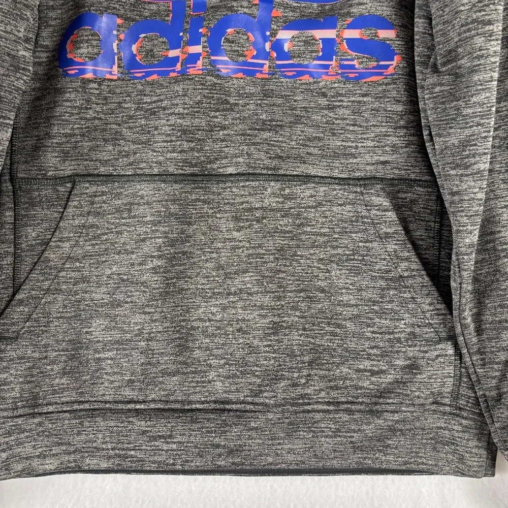 Adidas, Hoodie, Climawarm, Dark Gray, Logo Blue and Red, Retro, Size Men's S